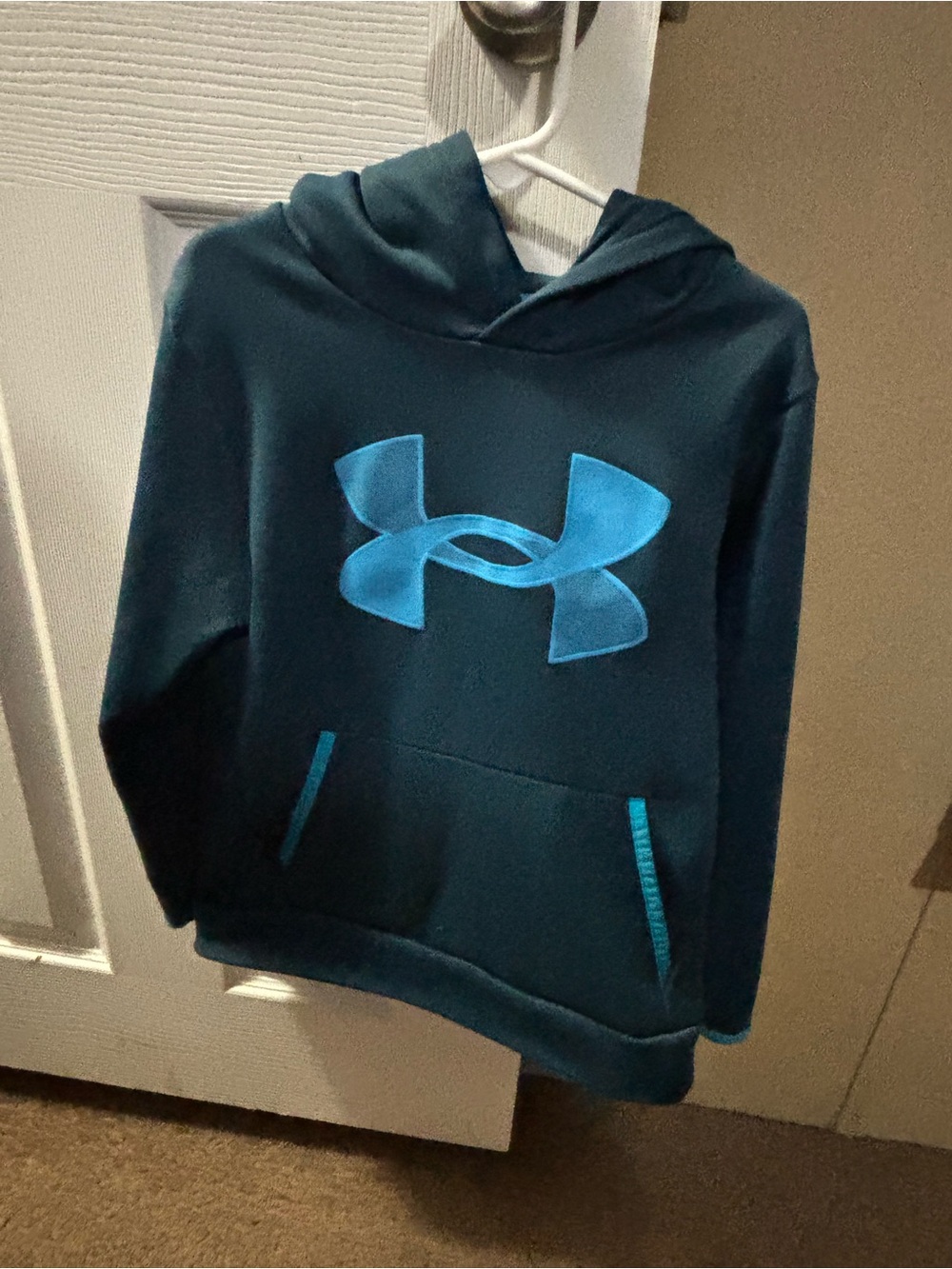 Under Armour Dark Teal Hoodie with Bright Blue Logo
